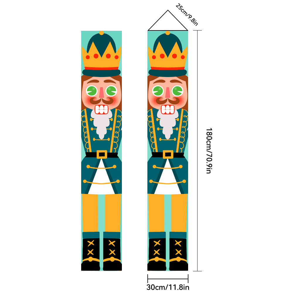 2026New Year Christmas Couplets Santa Claus Soldier Outdoor Decoration Door Curtain Hanging Flag Outdoor European and American