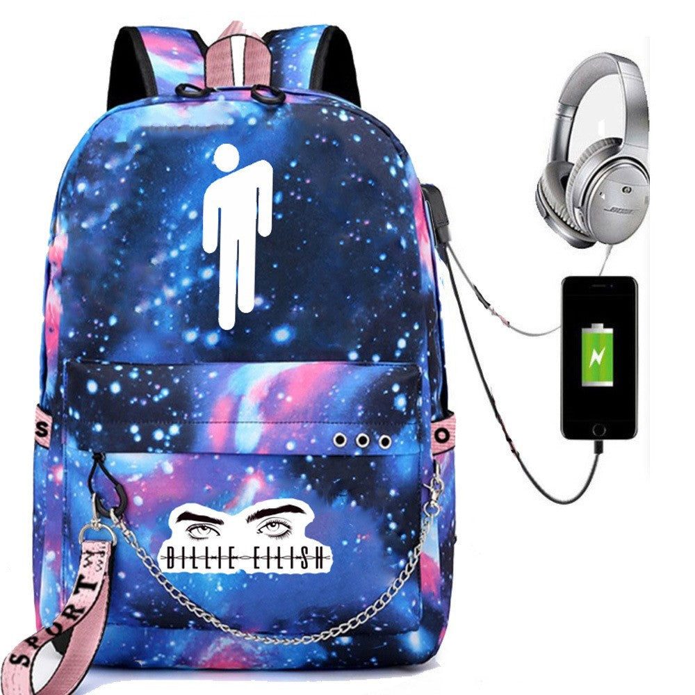 Same Style as Stars Billie Backpack Star l Empty USB Rechargeable Travel Backpack Student School Bag