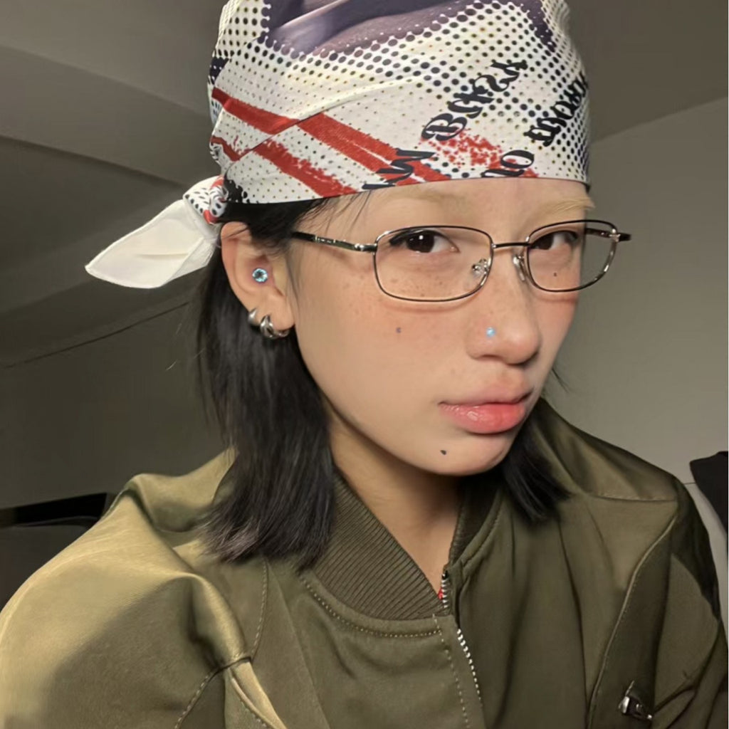 Same Style as Stars2026Latest Square Frame Gold Wire Edge Glasses Frame for Women Trendy Concave Shape Narrow Frame Small Face Retro Can Be Paired with Prescription Lenses