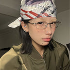 Same Style as Stars2026Latest Square Frame Gold Wire Edge Glasses Frame for Women Trendy Concave Shape Narrow Frame Small Face Retro Can Be Paired with Prescription Lenses