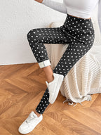Hot-Selling Lamb Wool Polka Dot Print High-Waisted Slim Fit Warm Women's Leggings Winter New Tight-Fitting