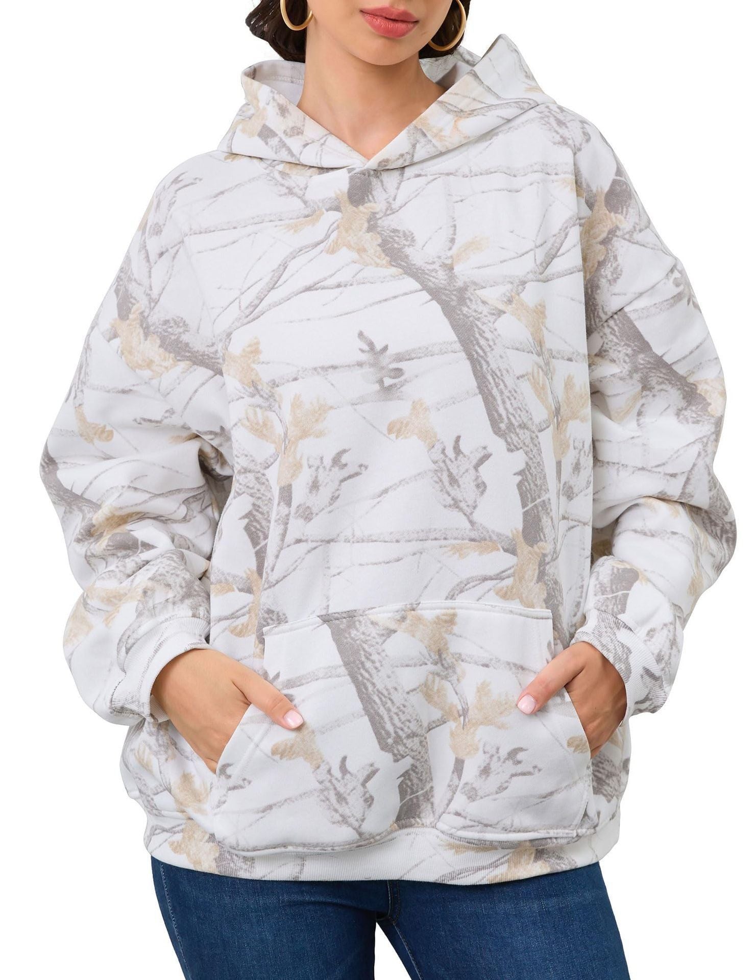 2025European and Autumn New Women's Fashion3d Digital Printed Camouflage Maple Leaf Sweatshirt Jacket