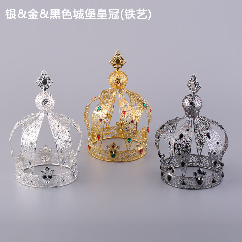 Celebrity Style Decorations Baking silver Black gold Castle Crown Birthday Cake Baking Decoration Accessories Ornaments Gift Blind Box