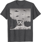 ThreadWeird Alien Cat UFO T-Shirt Classic Fit Round Neck