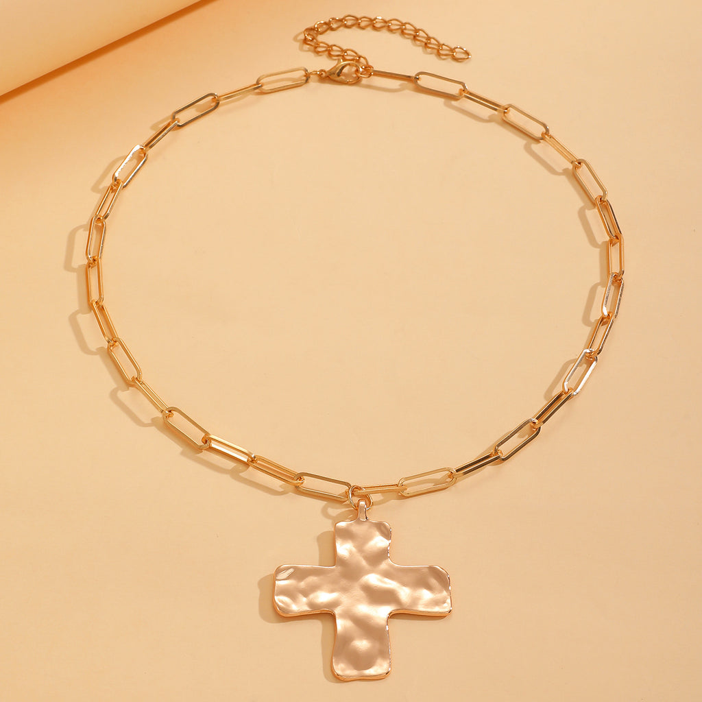 Celebrity Style Decorative Chain Jewelry Personalized Cross Alloy Pendant Necklace  Minimalist Style Clip Simple Internet Celebrity Collarbone Chain for Women