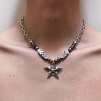 Star Custom 2025New Year's Exaggerated Punk Necklace y2k Irregular Subculture Hip-Hop Trend Unisex Niche Collarbone Chain