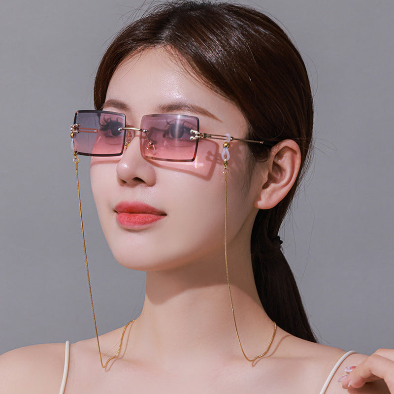 Celebrity Style Snake Chain Stainless Steel Non-Fading Mask Chain Titanium Steel Glasses Chain Women's Neck Hanging Men's Mask Rope Hanging Chain High-End Safety Protection