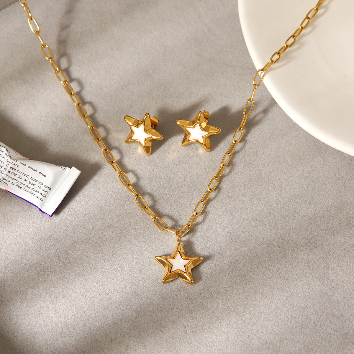 Star Custom Oil Drop Star Earrings Stainless Steel Pentagram Necklace for Women Unique Design Non-Fading Jewelry Versatile