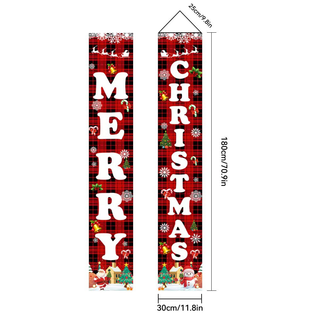 2026New Year Christmas Couplets Santa Claus Soldier Outdoor Decoration Door Curtain Hanging Flag Outdoor European and American