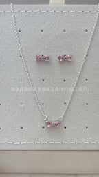 Panjia Silver Plated Hot Selling Product Bow Necklace Ear Stud Ring Bracelet4Set Gift Set Women's All-Matching