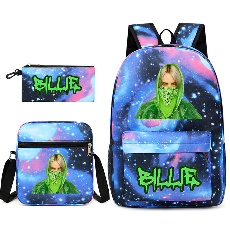 Celebrity Style Trendy European and American Billie Pencil Bag Shoulder Backpack Three-piece School Bag