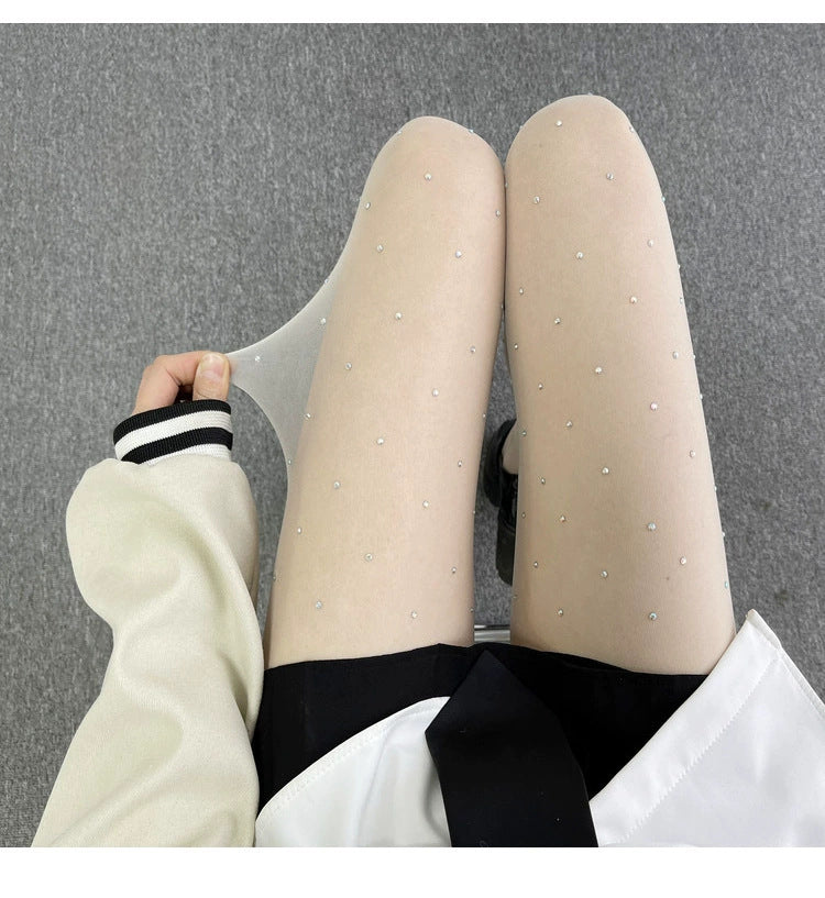 "Teenage Dream" Star Rhinestone Tights - Sheer Sparkle Mesh