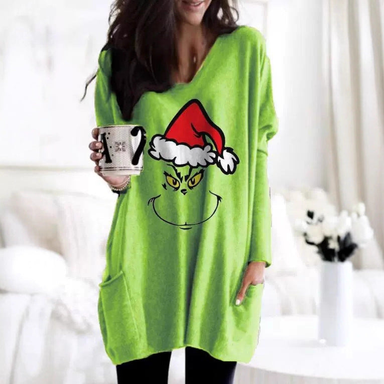2025Christmas Green Furry Monster GrinchChristmas3D Printed Long Sweatshirt